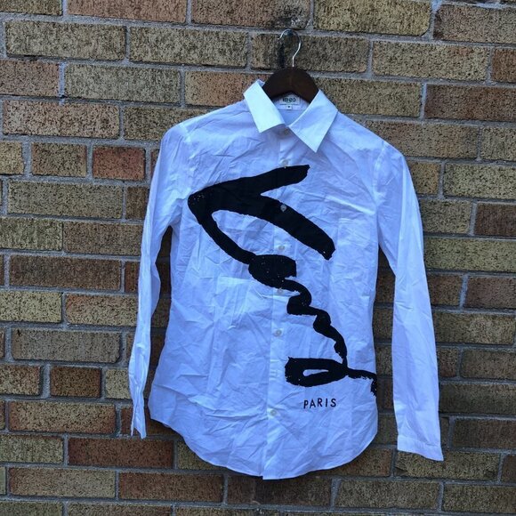 Kenzo Takada Signature Button Up Printed Shirt Medium - Picture 5 of 6